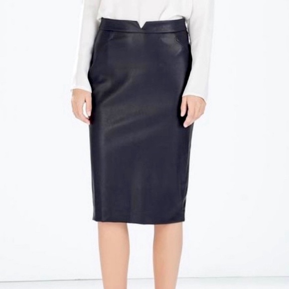 Zara Faux Leather Midi Skirt Sz. Small - Picture 2 of 9
